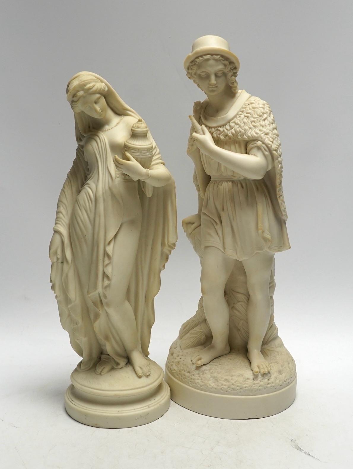 Two late 19th century century Parian ware figures, tallest 38cm
